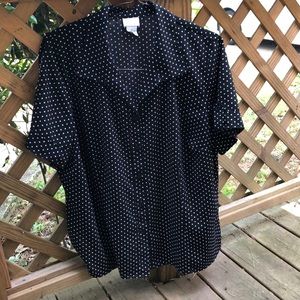 Kim Rogers Black and White Polka Dot Blouse XXL